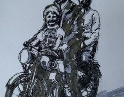 Tekeningetje van oud zwart wit fotootje