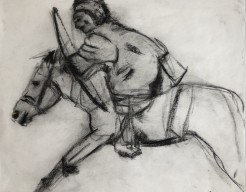 Paard in galop met Mongoolse man