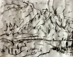 Dansend penseel op klassieke muziek. 