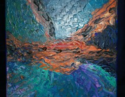 Blauw oranje landschap