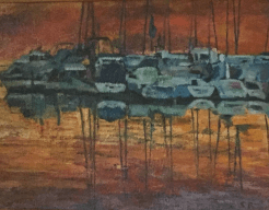 zeilboten in avondzon