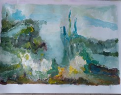 Fantasielandschap in lente kleuren 