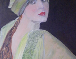 Portret Vrouw met groene hoofddoek 