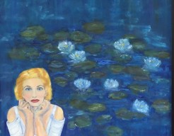 Vrouw voor de waterlelies van Monet 