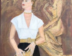 Vrouw met standbeeld