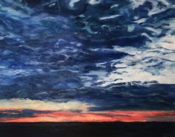 Avondlucht met ondergaande zon