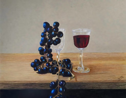 Stilleven met druiven. Oogst 