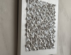 Gletsjers (grijs, lichtgrijs, wit tinten + wit bladgoud)