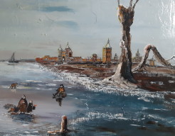 Bevroren rivier de Lek bij Vianen (detail)