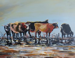 Runderen in de uiterwaarden (detail)