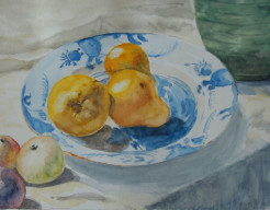 stilleven met delfts bord.