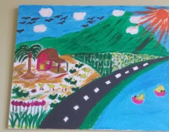 Dorplandschap in Guci, Tegal, Midden Java, Indonesia