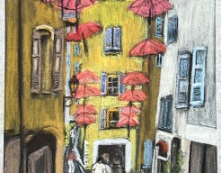 Een winkelstraatje in Grasse (Frankrijk)