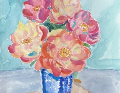 Bijna uitgebloeide pioenrozen