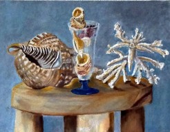 Stilleven met schelpen en koraal.