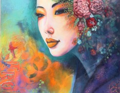 Portret of a Geisha with Flowers