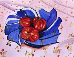 Vleestomaten in blauwe schaal 