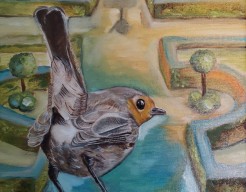 Robin...and the boxwood garden