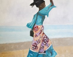 Ghana, verkoopster op t strand 