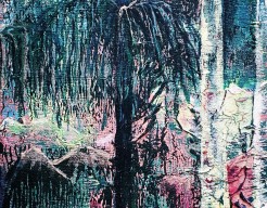 Bomen met bergen op de achtergrond