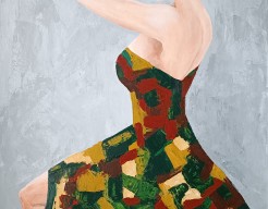 Verleidelijke dame in bijzondere jurk 