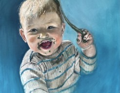 Portret van Noud, met spinazie