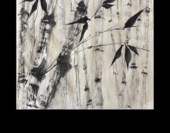 Sumi-e Zwarte inkt met krijt in de achtergrond 