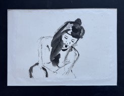 Model in zwarte inkt op rijstpapier