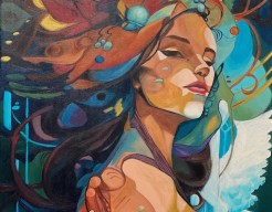 Kleurrijk portret onder water illusie