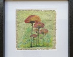 Papavers op geschept papier