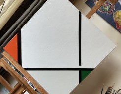 Losange avec Orange, Vert et Gris