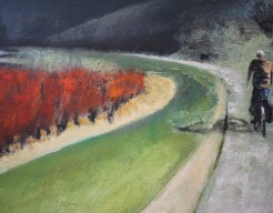 Fietser op de Maasdijk