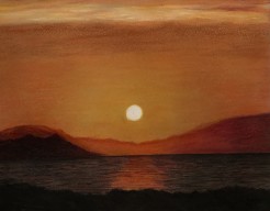 Het licht van de ondergaande zon.