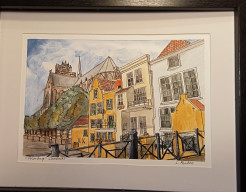 Dordrecht Pelserbrug met Grote Kerk. 