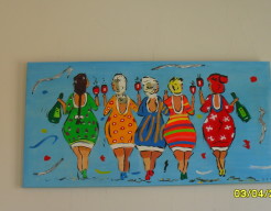 Vijf gekleurde dikke dames