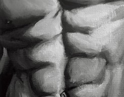 Mannelijk torso in grijstinten 