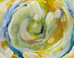 Groen Visioen - kleurrijk abstract schilderij op papier