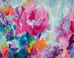 Winterjuweeltjes - klein abstract schilderij op papier