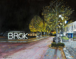 BRGK bij nacht - acrylverf op papier