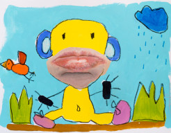 My 5 year old can do that - orange bird (schilderij)