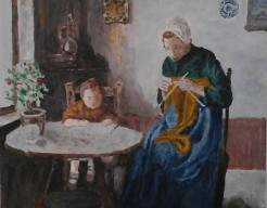 Breiende vrouw met kind