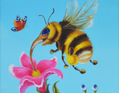 Olifant-hommel met vlindertje