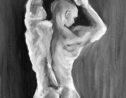 Man naakt billen rug, grijstinten