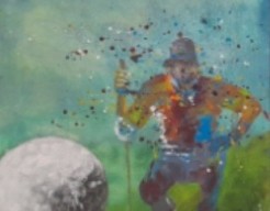 Golfer die zijn positie bepaalt