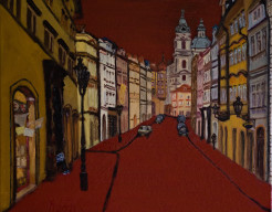 Street View of Prague in Red