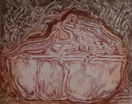 Kikker met salamander