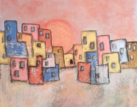 'Colourful but abandoned city at sunset