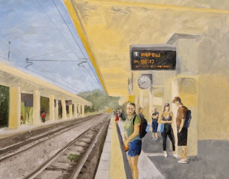 waiting for the morning train