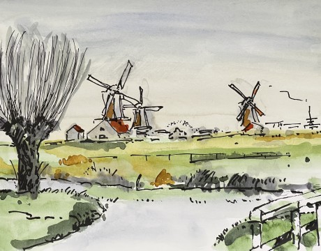 Zaanse Schans met wilg