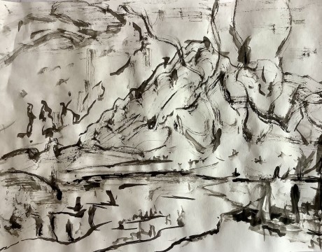 Dansend penseel op klassieke muziek. 